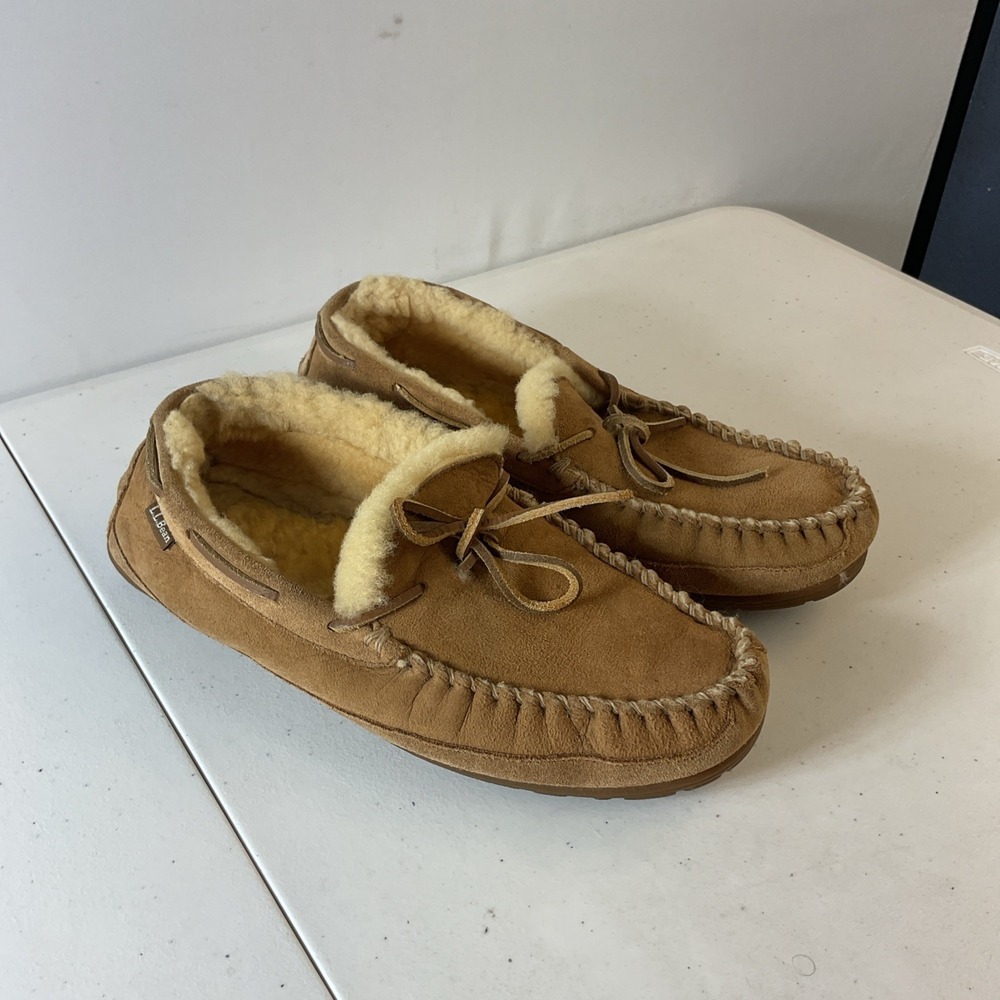 L.L.Bean Wicked Good Moccasins Wool Leather Slip On Shoes‎ Size Men's 12M Cabin